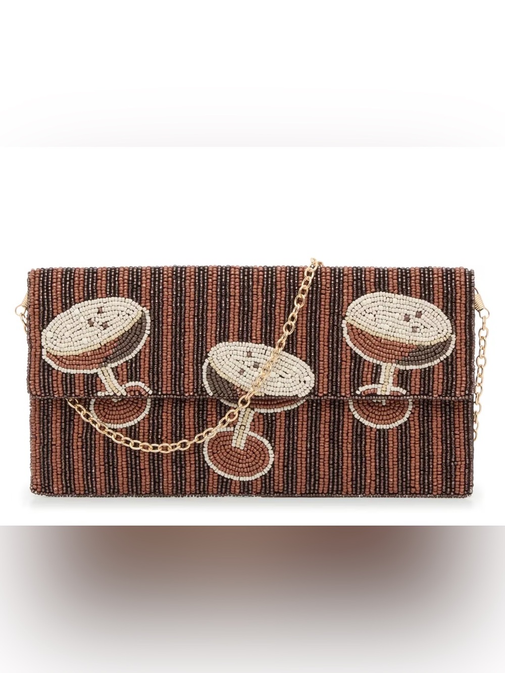 Espresso Martini beaded gold chain crossbody bag
